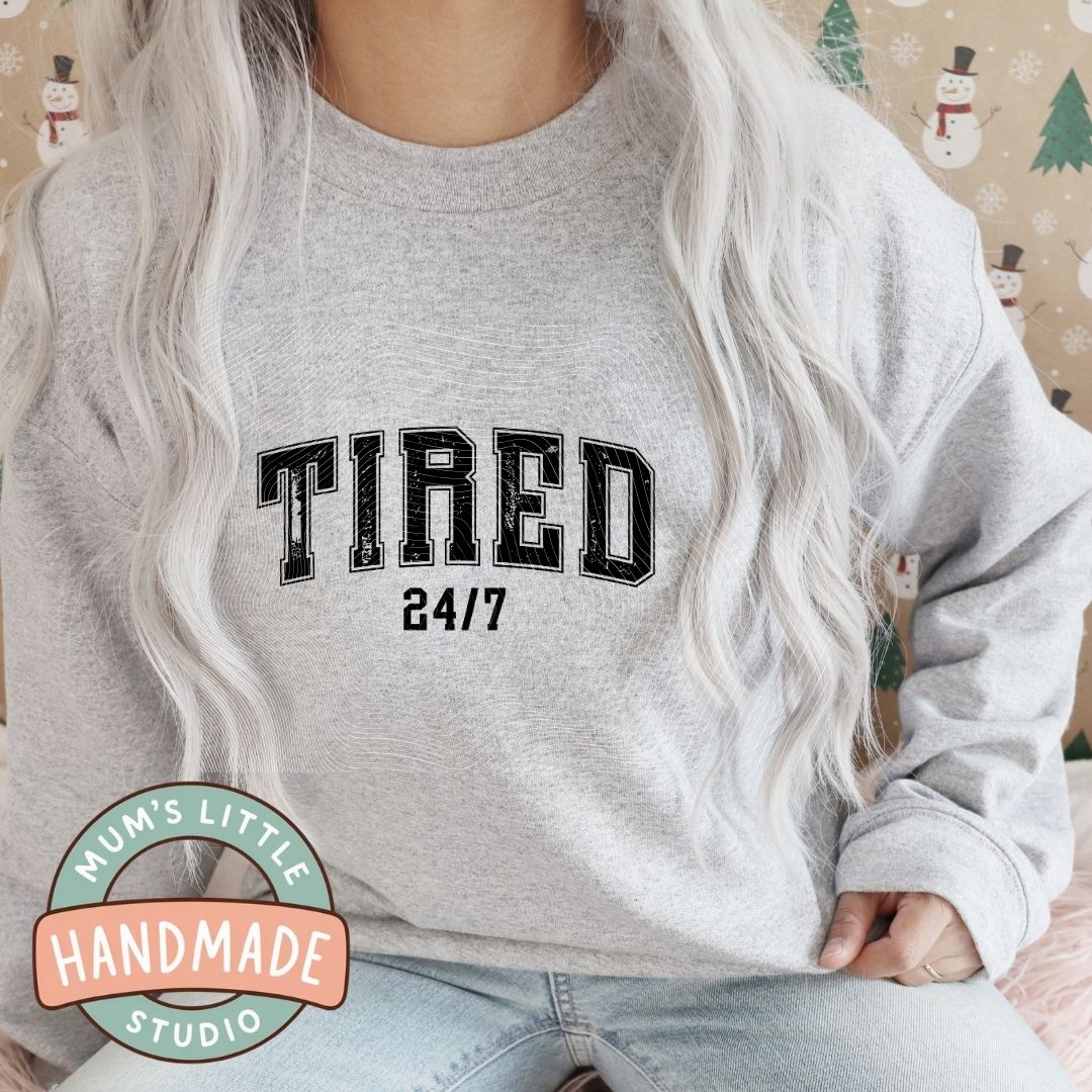Ladies Crew Neck Jumper - Tired