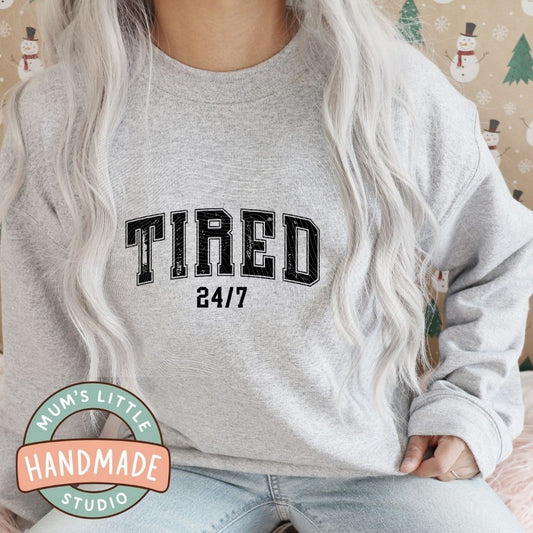 Ladies Crew Neck Jumper - Tired