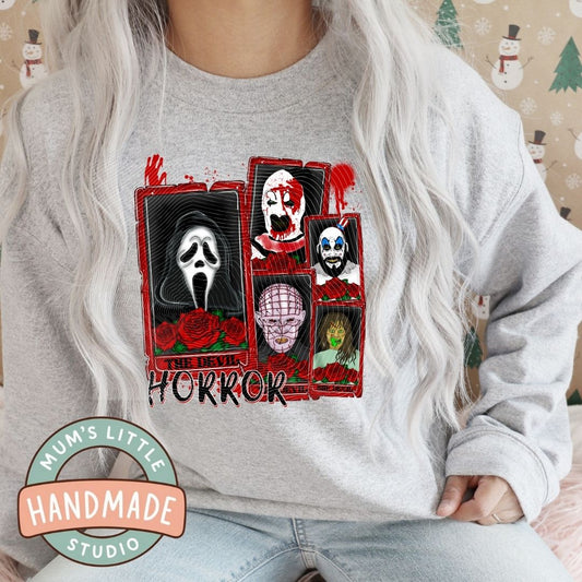 Ladies Crew Neck Jumper - Horror Rose